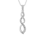 Infinity Pendant Necklace with Diamond Accents in Sterling Silver with Chain
